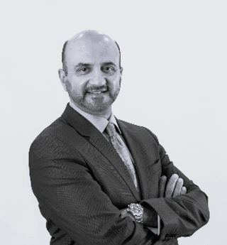 Dr Emran Khan - headshot black and white