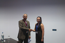 Courtney Boyd with Dr Parkash Kochhar at Euro Fed Lipids Congress, Ghent.