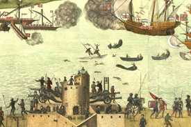The Cowdray Engraving depicts the sinking of the Mary Rose