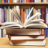 stack of textbooks