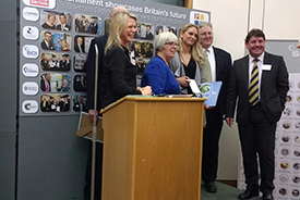 The judges and winner of the Wharton Westminster Award at STEM for Britain.
