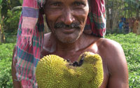 man with knobbly fruit