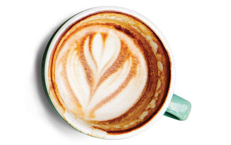 Aerial view of coffee in a cup