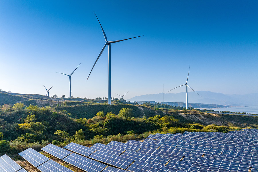 Solar panels and wind power generation equipment