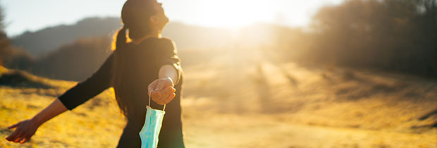 SCI PoliSCI newsletter 13th October 2020 - image of woman celebrating without mask