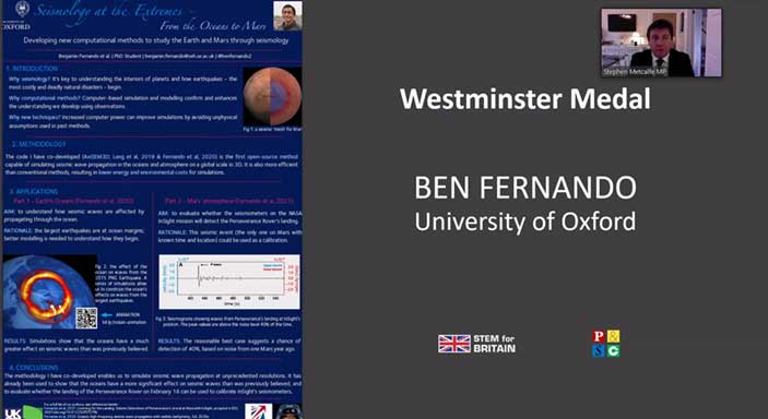 STEM for Britain 2021 Westminster medal winner