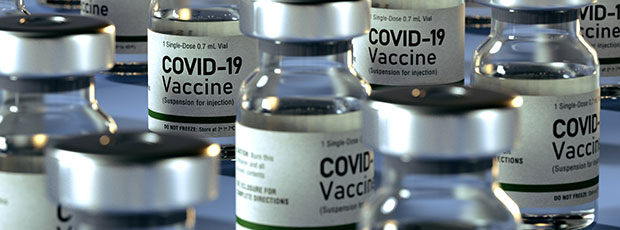 Glass bottles containing covid-19 vaccine