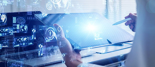 SCI PoliSCI newsletter - 20 April 2021 - image of scientist using tablet with graphic overlay