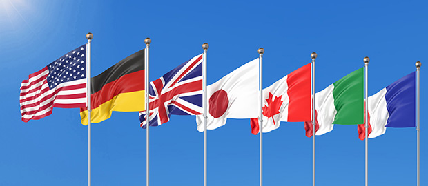 SCI PoliSCI newsletter - 8 June 2021 - image of the G7 flags in a row