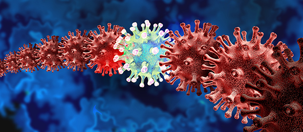 SCI PoliSCI newsletter - 30 July 2021 - image graphic of mutating coronavirus