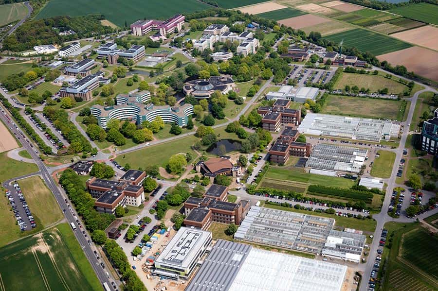 SCI News - 31 October 2022 - Aerial view of the headquarters of Bayer’s agricultural business in Monheim, Germany