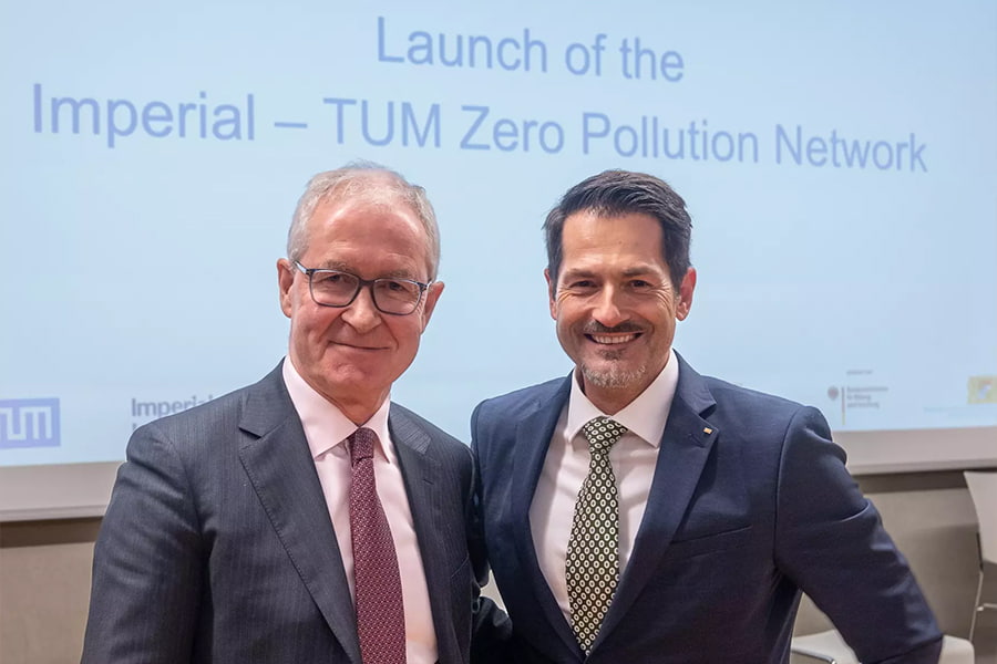 President of Imperial College London, Prof Hugh Brady (left), and TUM President Prof Thomas Hofmann at Imperial-TUM Zero Pollution Network TUM Campus, Garching