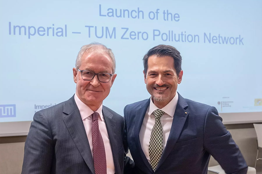 President of Imperial College London, Prof Hugh Brady (left), and TUM President Prof Thomas Hofmann at Imperial-TUM Zero Pollution Network TUM Campus, Garching