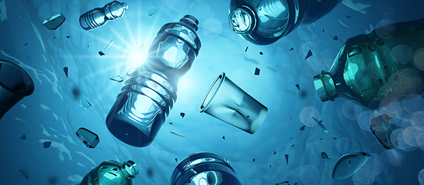 PoliSCI - 25 February 2022 - image of plastic bottles swimming in the ocean