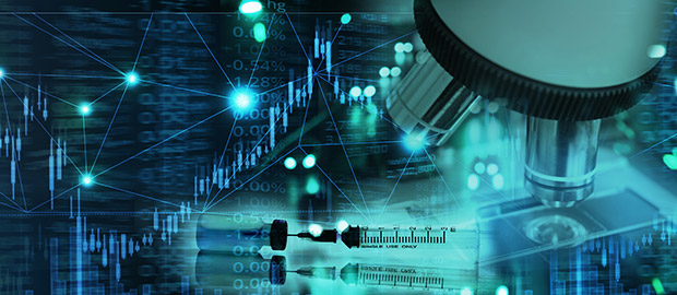 PoliSCI - 21 March 2022 - UK R&D Investment - graphic of microscope and stock market graphs