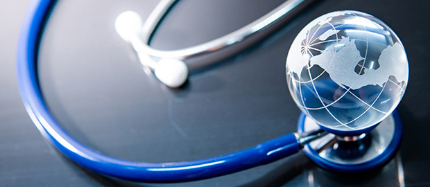 PoliSCI - 31 March 2022 - Global Health Issues - image of a stethoscope and glass globe