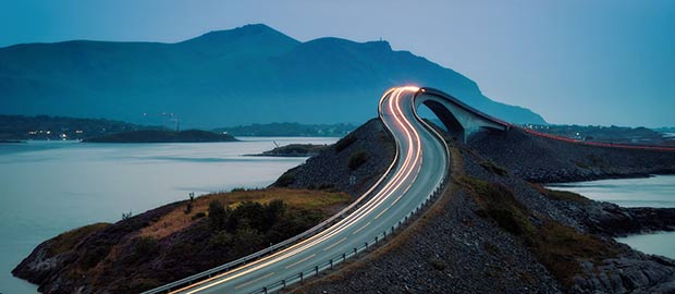 Atlantic Road Norway Car lights