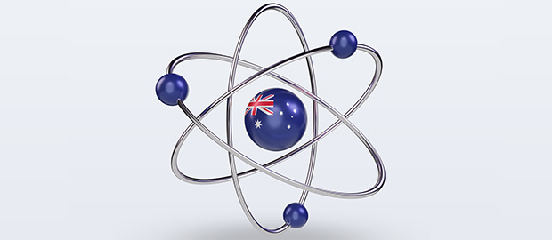PoliSCI - 12 April 2022 - Graphic of Australian flag on a model of a molecule