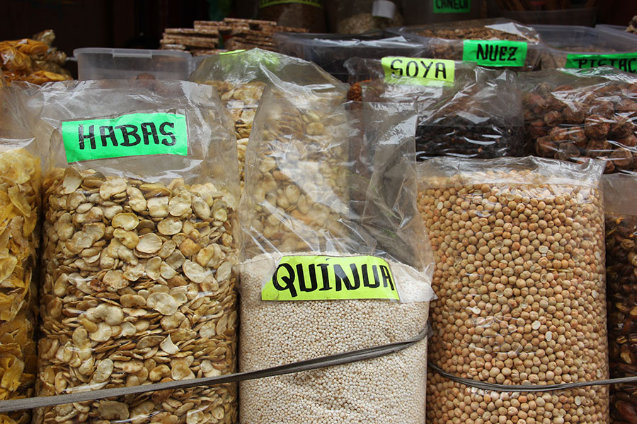 Quinoa grain being sold at a market