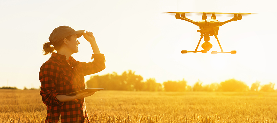 Farmer and drone