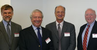 The morning speakers - Martin Battersby; Peter Doyle (chairman); John Benbrook; and David Fischhoff