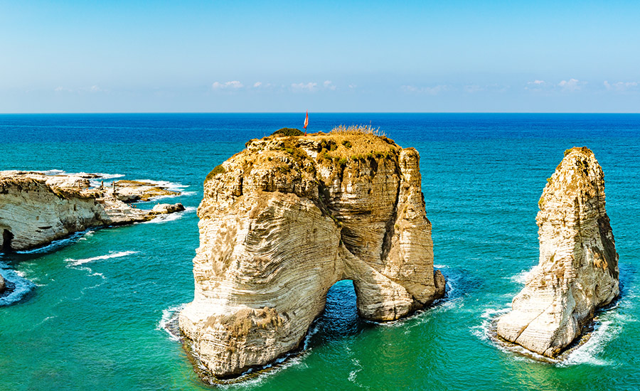 SCIblog 22 February 2021 - Hydrocarbon resources - image of pigeon rocks raouche beirut lebanon