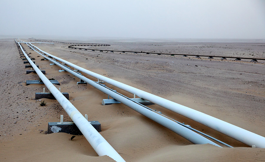 SCIblog 22 February 2021 - Hydrocarbon resources - image of oil pipeline desert qatar middle east