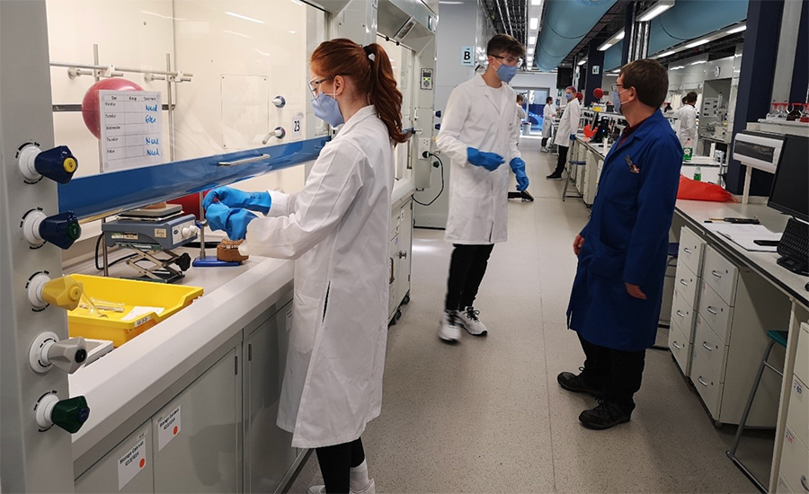Dr. David Pugh (in the blue coat) with Year 3 students.