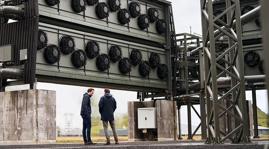 Climeworks co-founders Jan Wurzbacher and Christoph Gebald at the Orca plant in Iceland. 