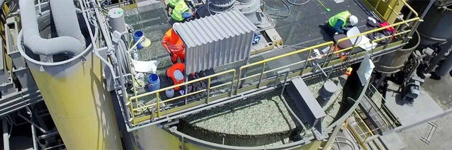 Experimental campaign in 2018 – aerial view of a 300m³ froth flotation tank