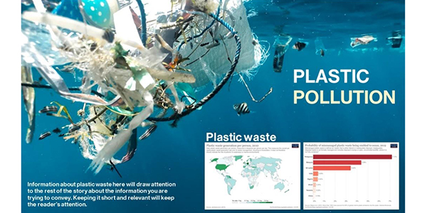 Image from Naja Bertolt Jensen, Data: Plastic Pollution - Our World in Data. Graphic from Laura West